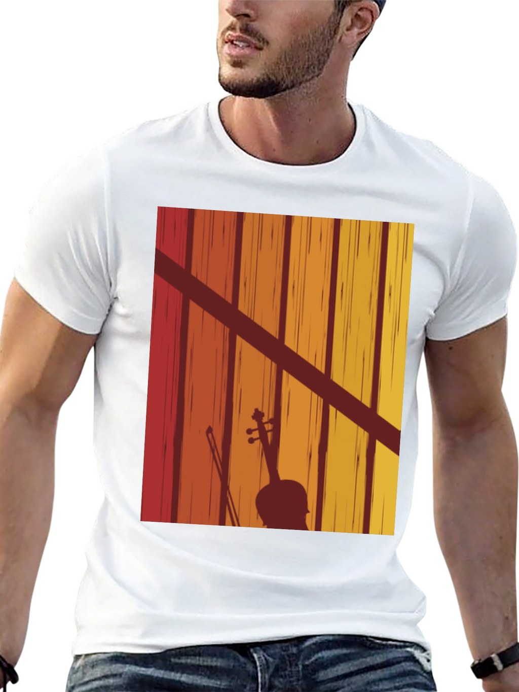 Retro Violin Silhouette Graphic Tee