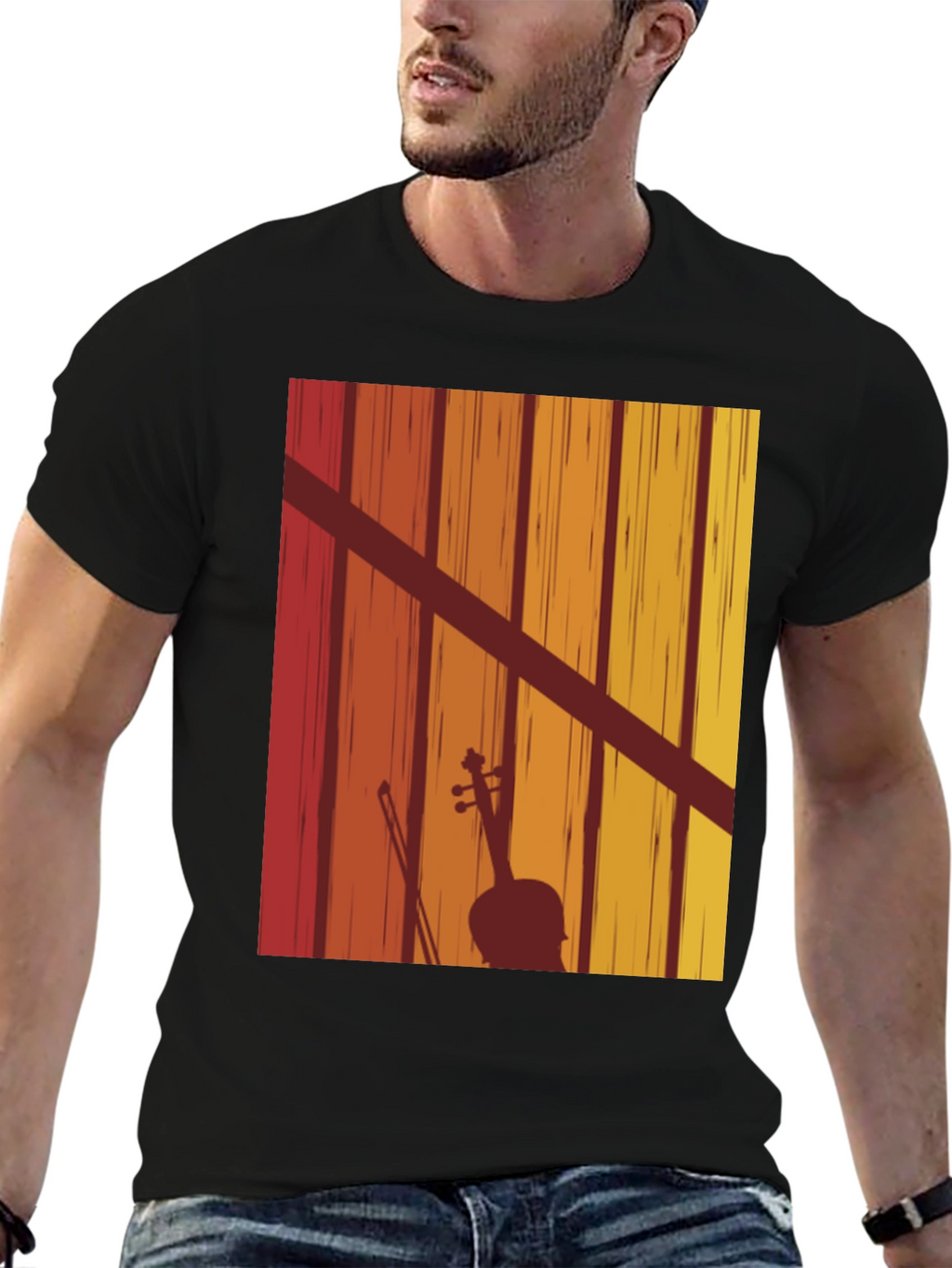 Retro Violin Silhouette Graphic Tee