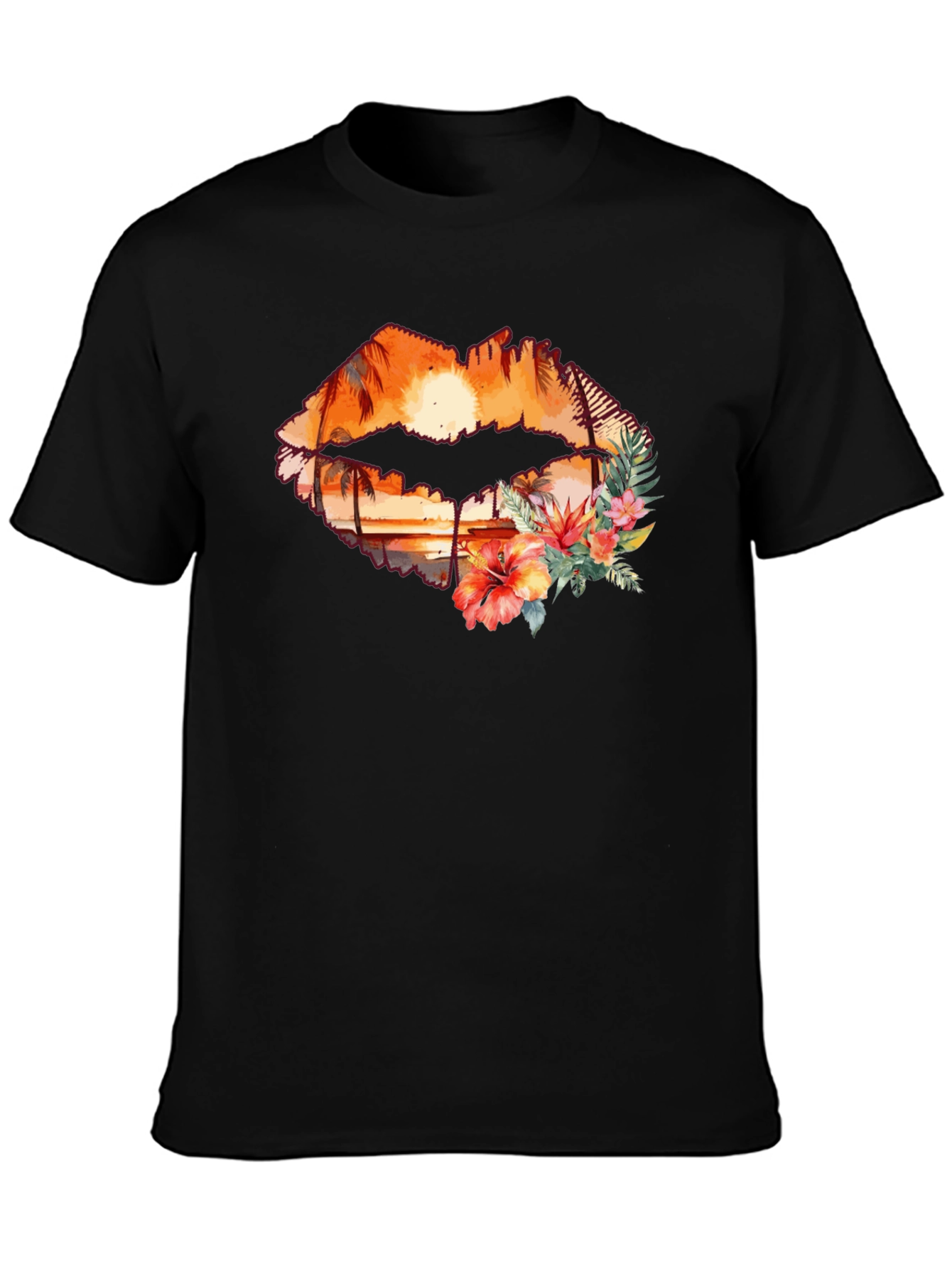 Sunset Lips Graphic T-Shirt - Tropical Paradise