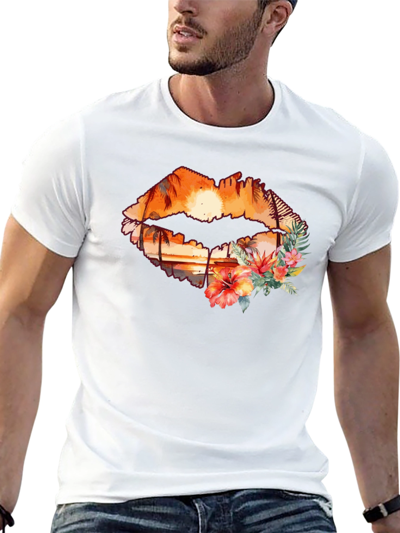 Sunset Lips Graphic T-Shirt - Tropical Paradise