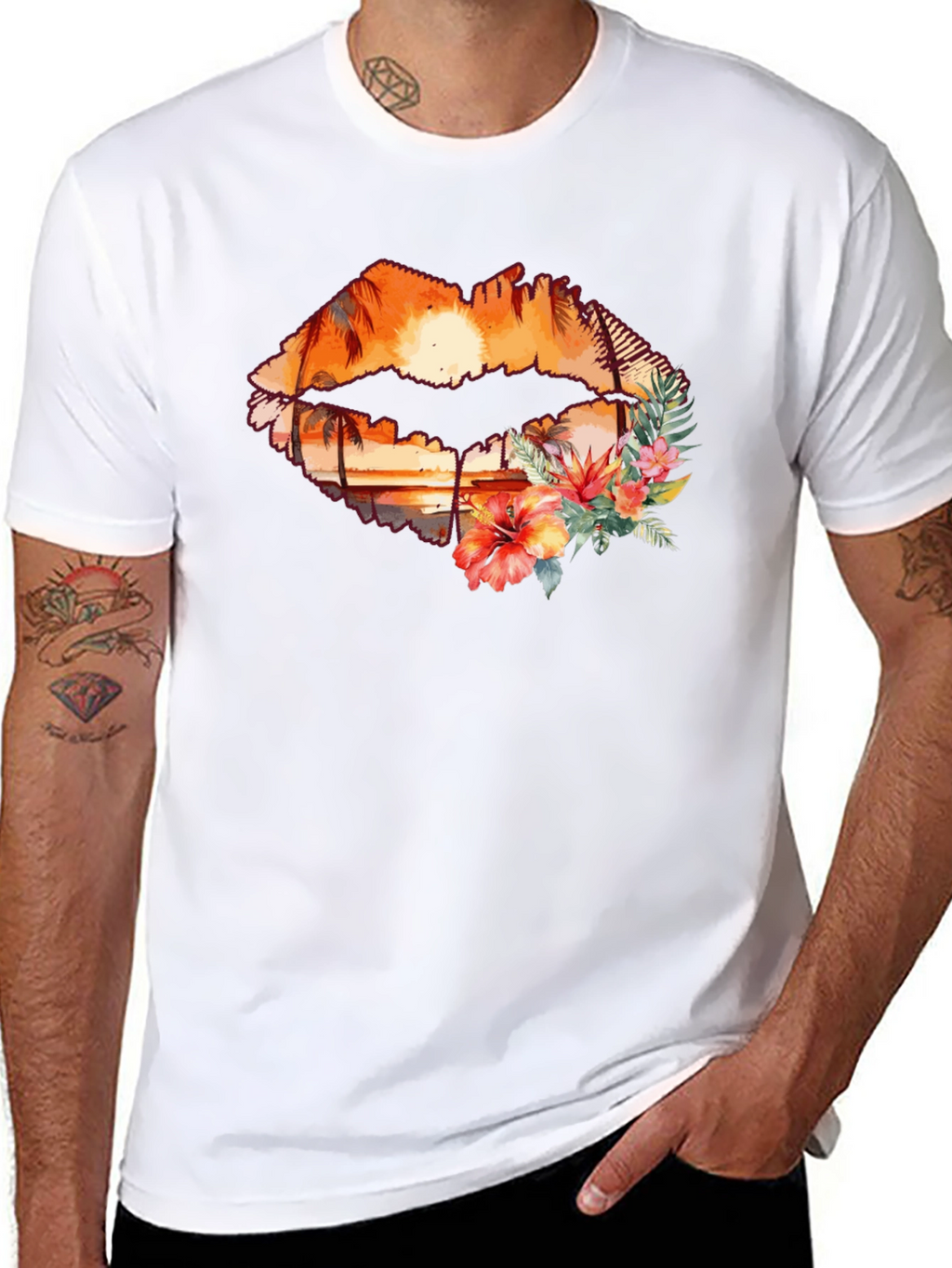 Sunset Lips Graphic T-Shirt - Tropical Paradise