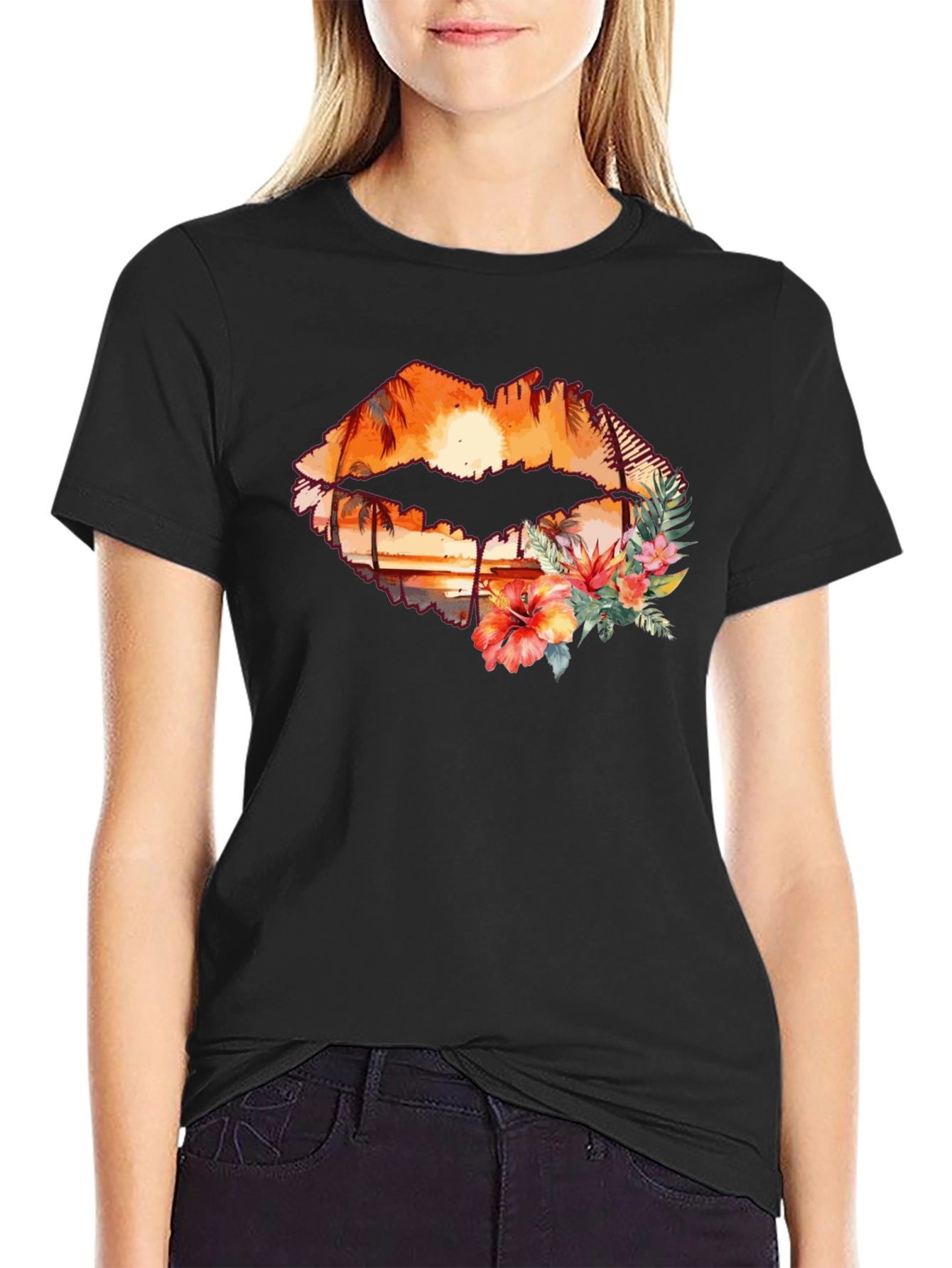 Sunset Lips Graphic T-Shirt - Tropical Paradise