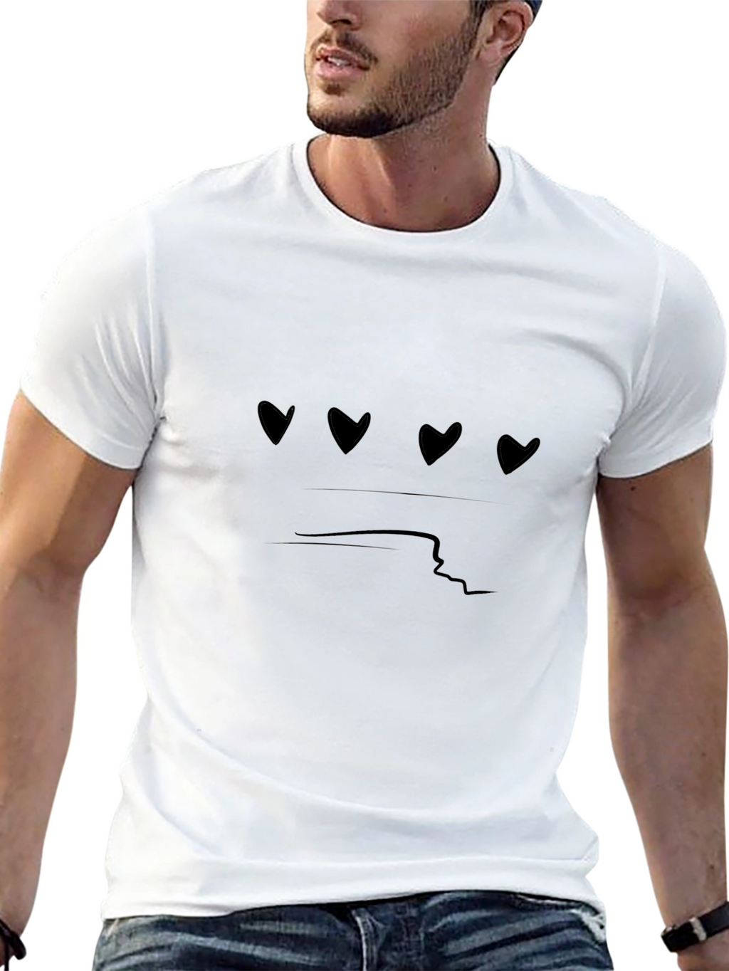 Heart Line Graphic Tee - Modern Casual Style