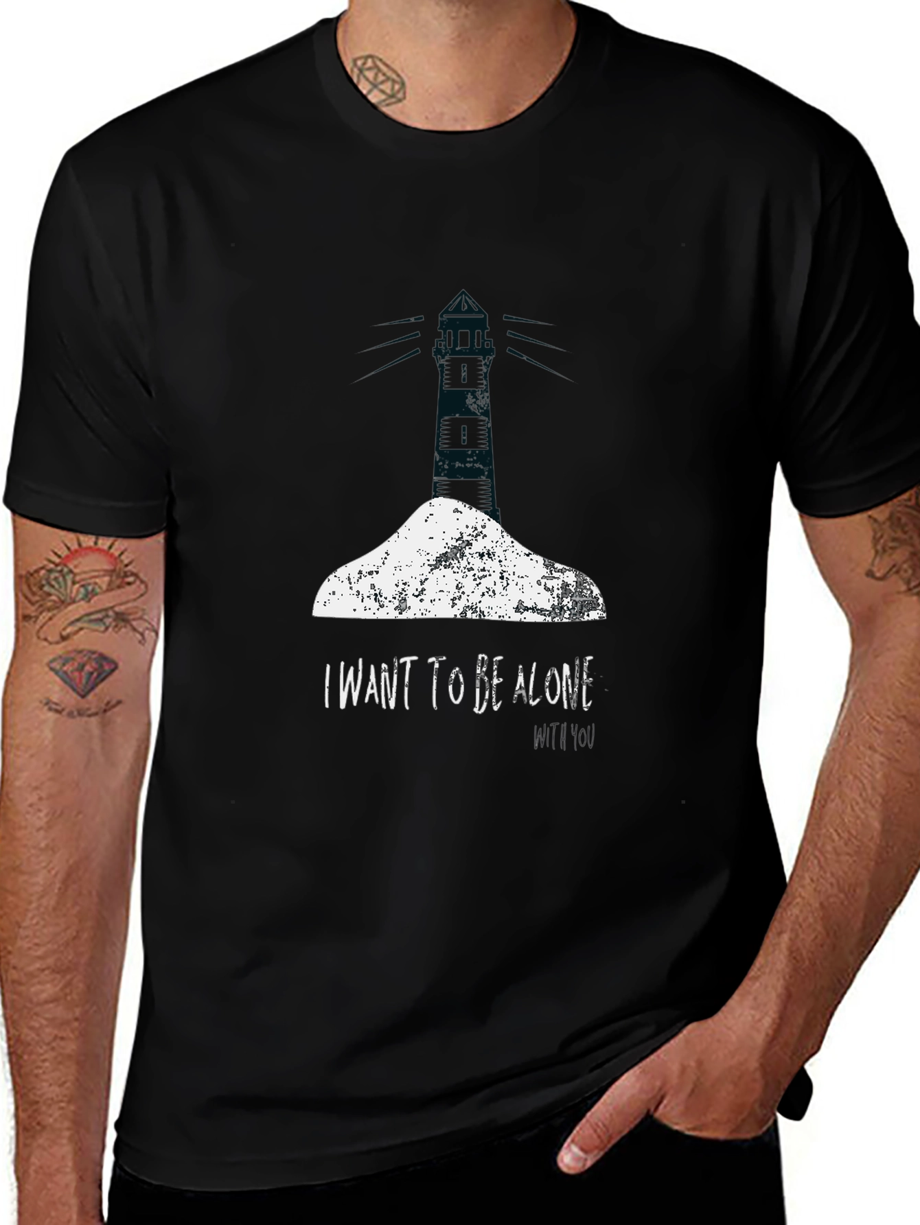 Lighthouse Graphic T-Shirt - I Want To Be Alone With You