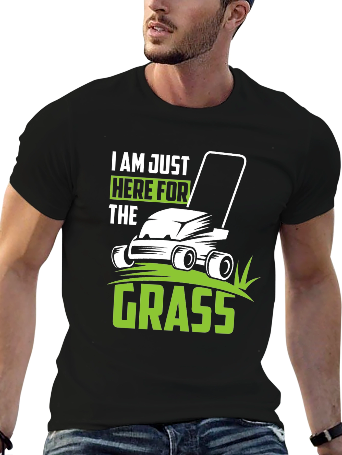 Im Just Here for the Grass Black T-Shirt