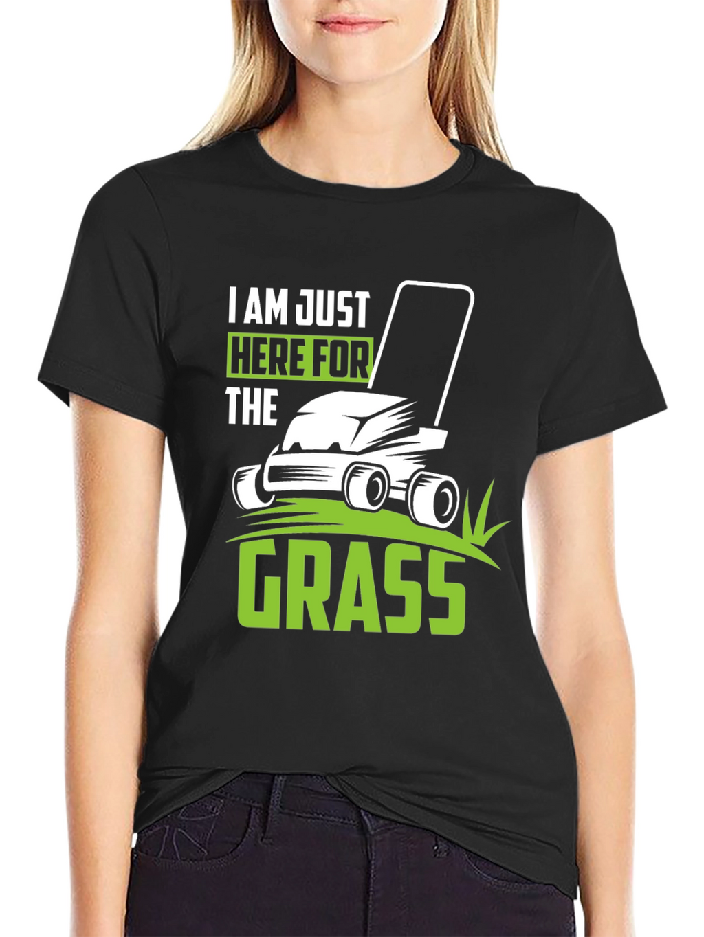 Im Just Here for the Grass Black T-Shirt