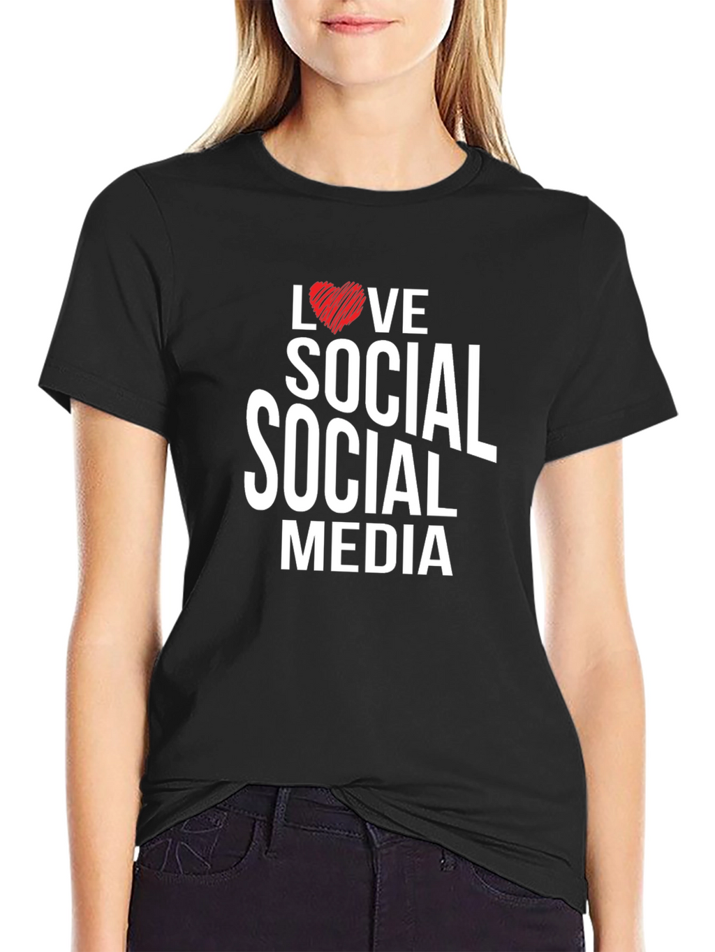 Love Social Media Black Graphic Tee