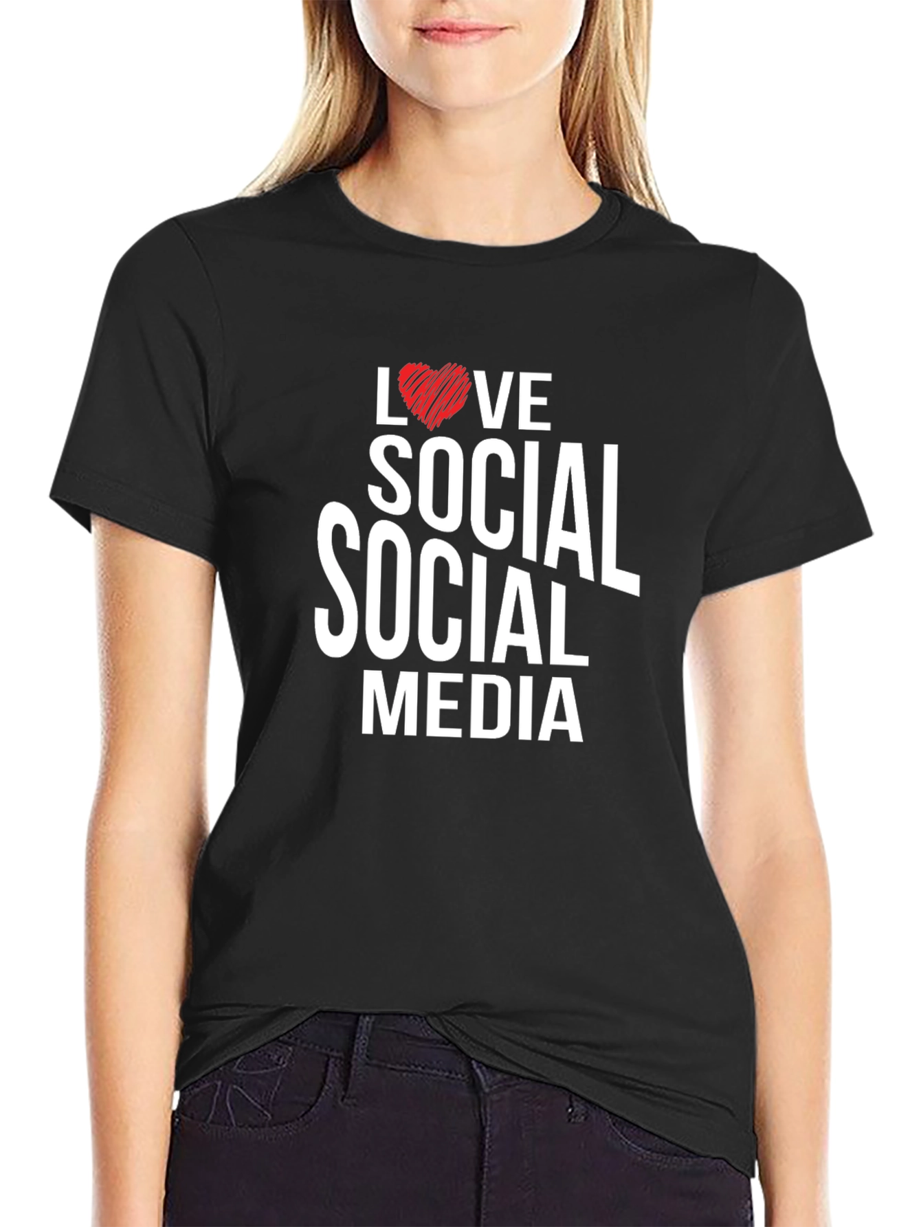 Love Social Media Black Graphic Tee