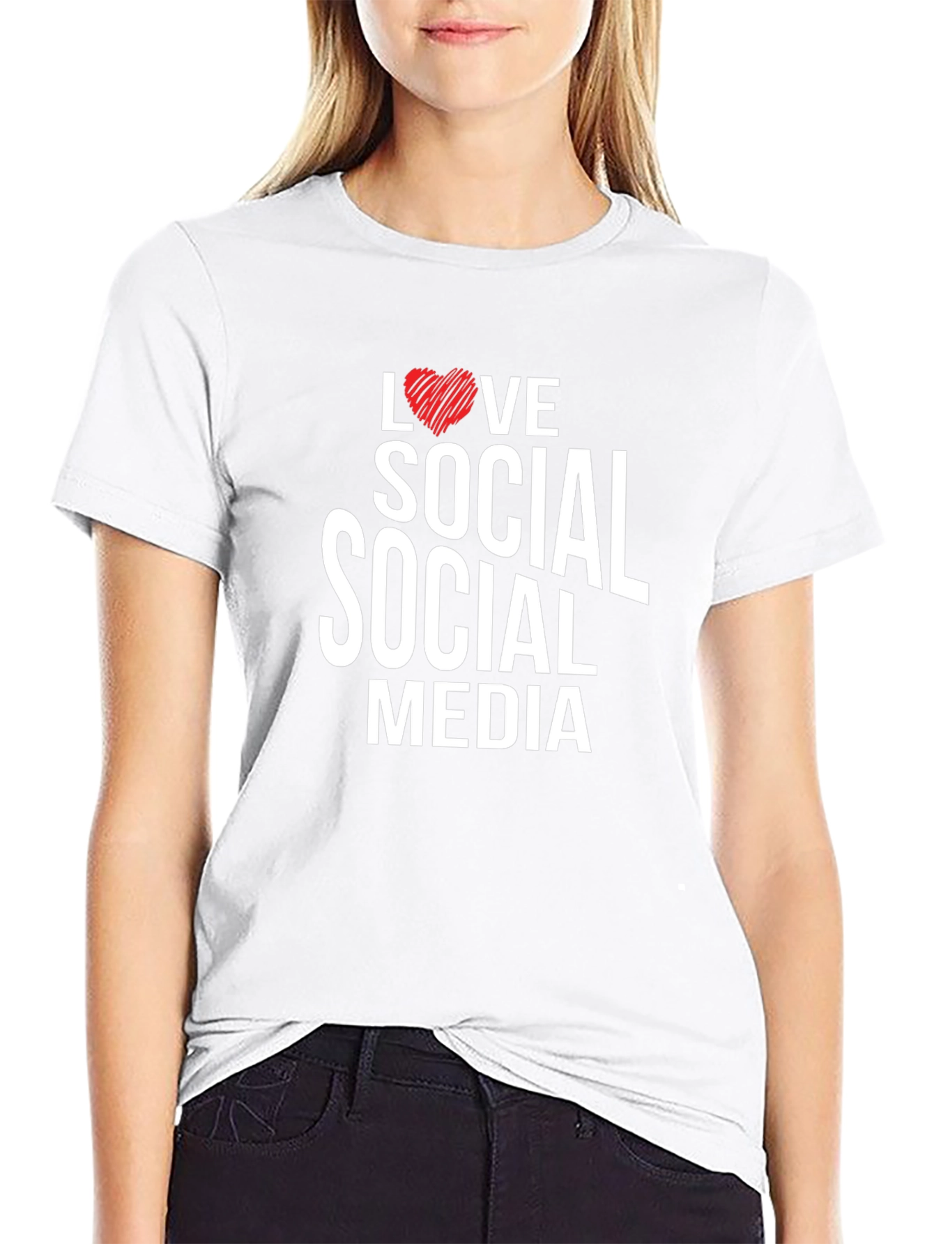 Love Social Media Black Graphic Tee