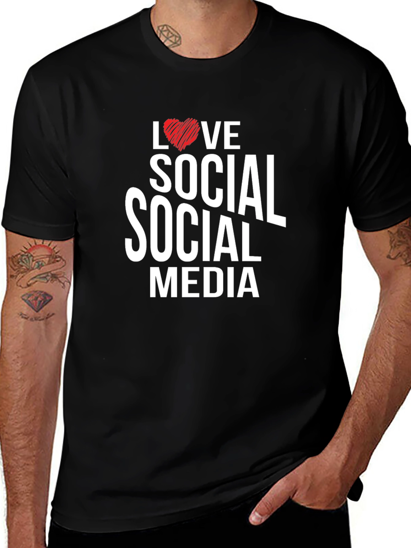 Love Social Media Black Graphic Tee
