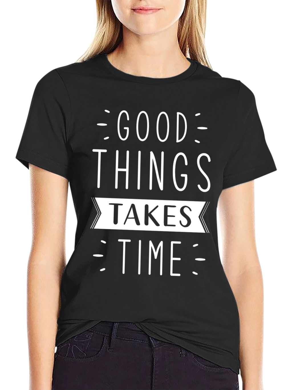 Good Things Take Time Black Graphic Tee