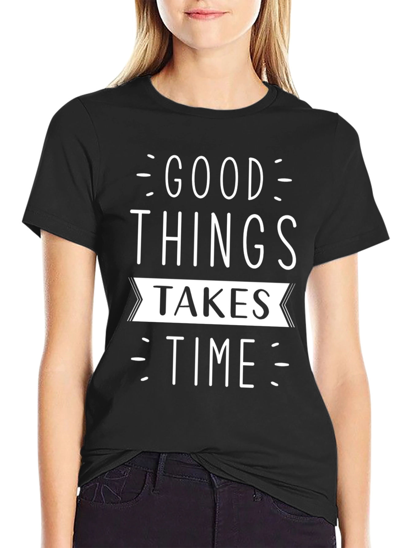 Good Things Take Time Black Graphic Tee