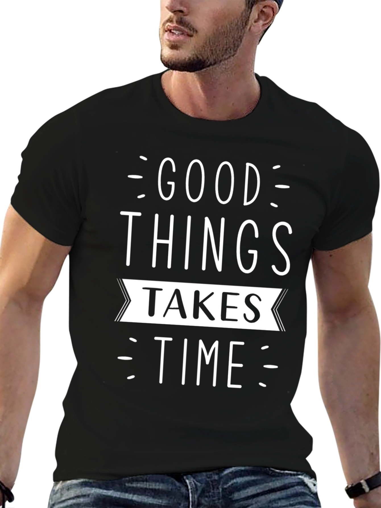 Good Things Take Time Black Graphic Tee