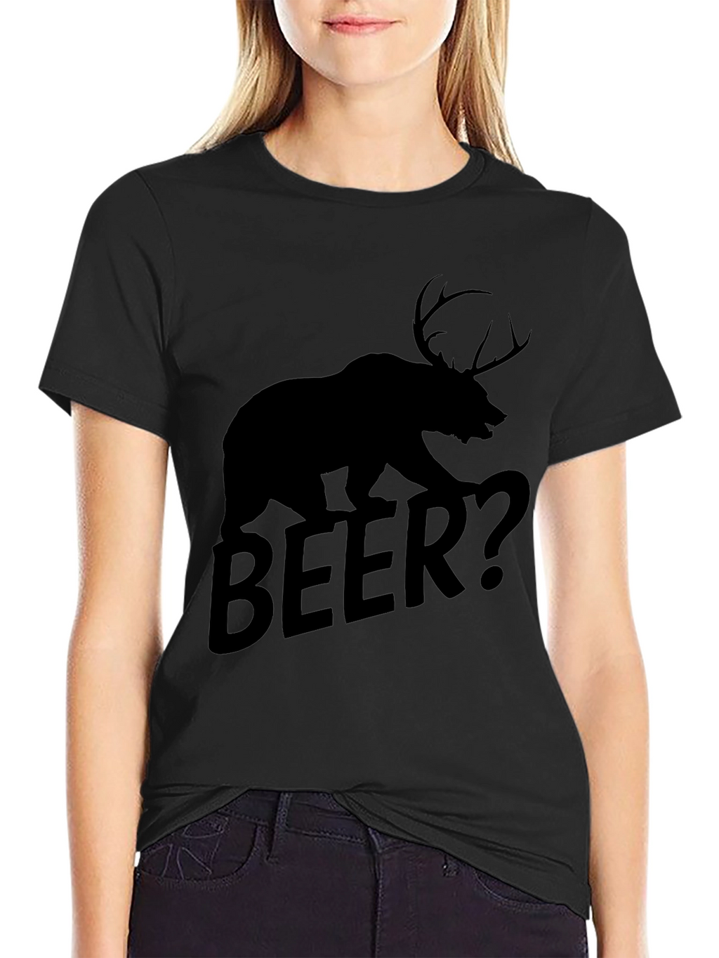 Bear Deer Beer? Graphic T-Shirt - Black