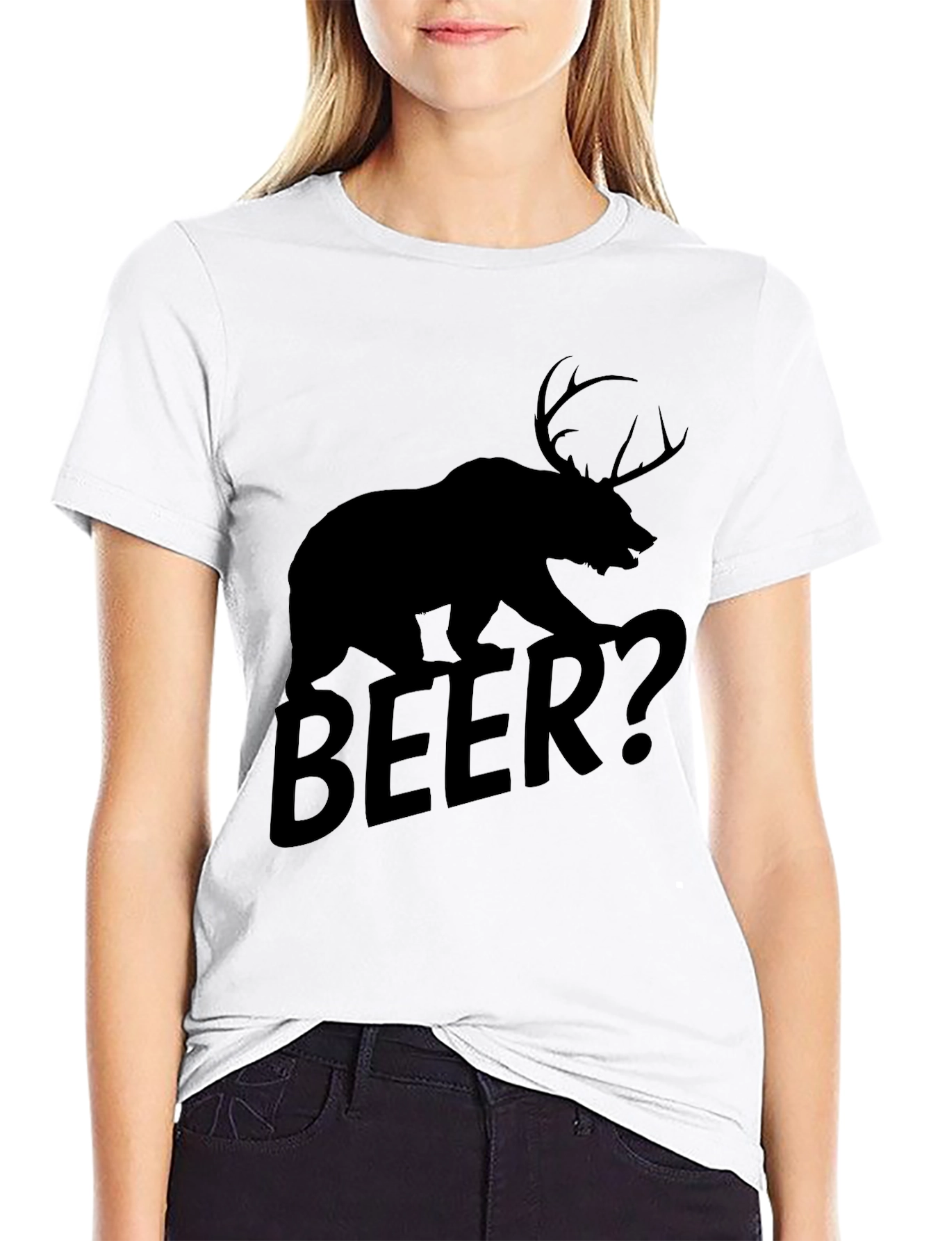 Bear Deer Beer? Graphic T-Shirt - Black