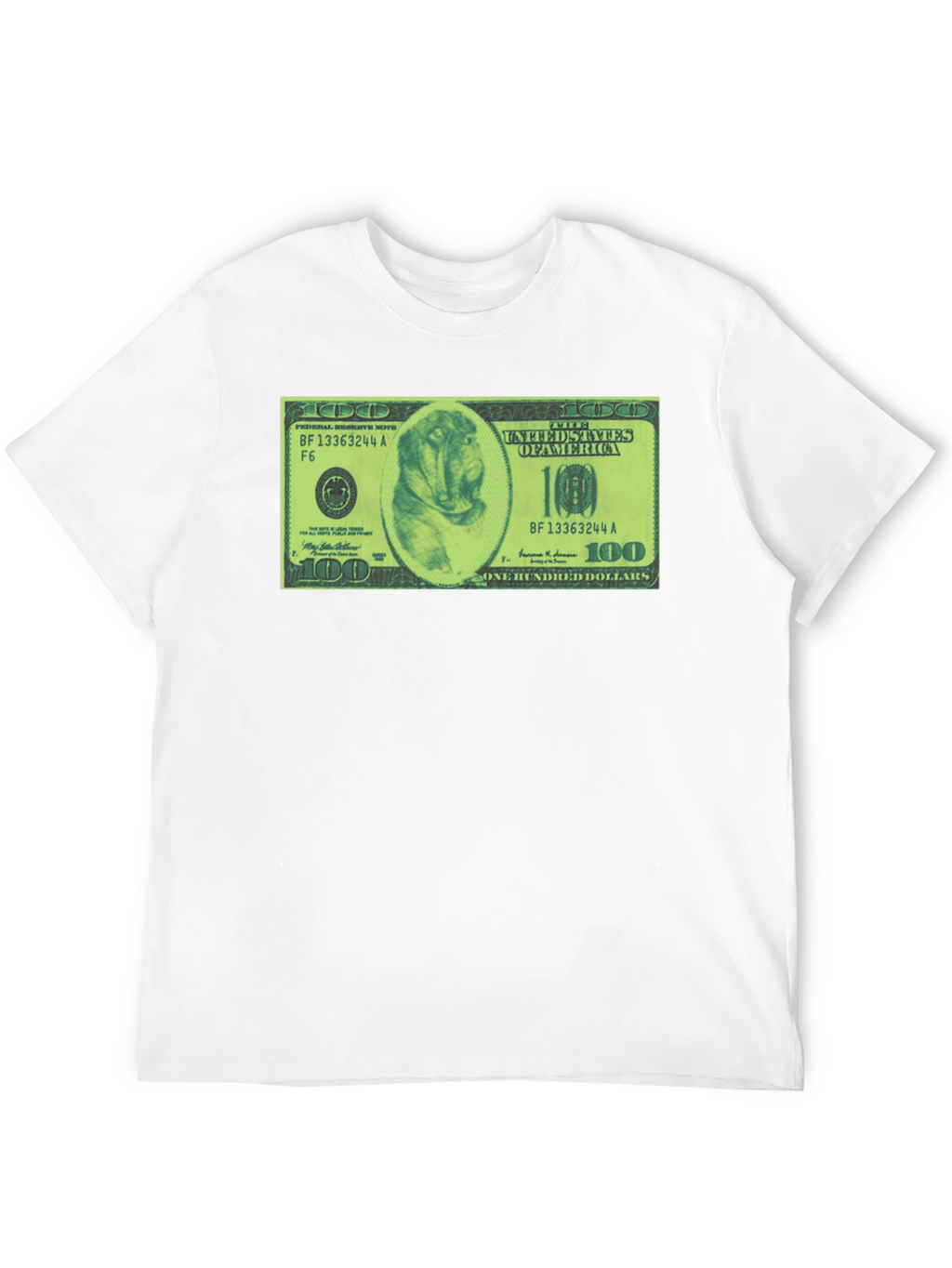 Mens Black Graphic Tee with Dog Dollar Bill Design
