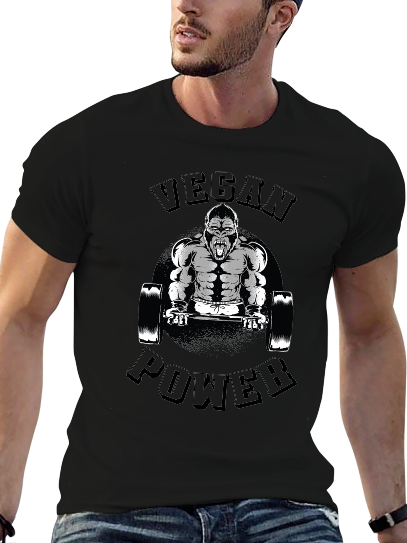 Vegan Power Gorilla Graphic T-Shirt