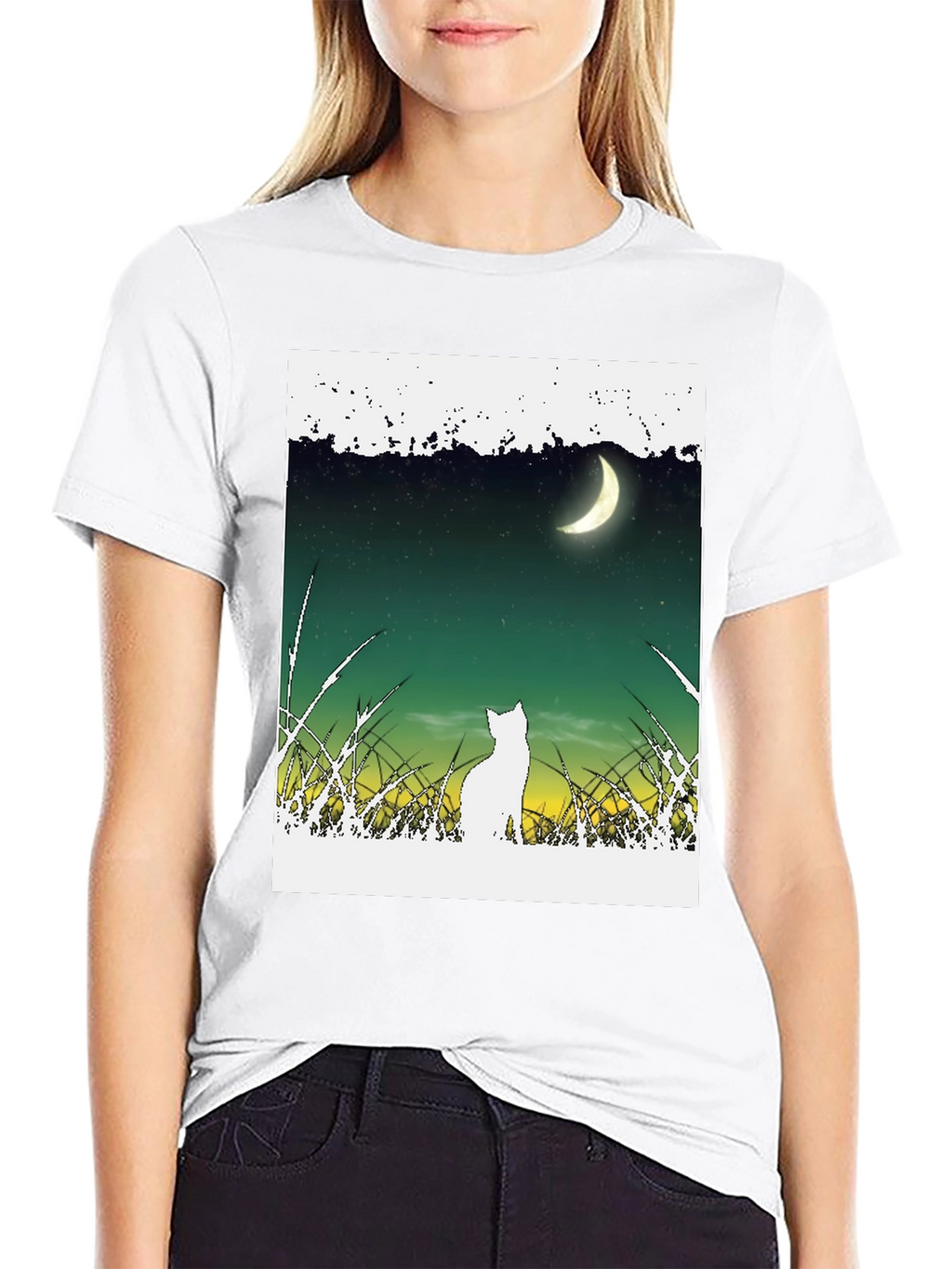 Cat Moon T-Shirt - Unique Graphic Tee