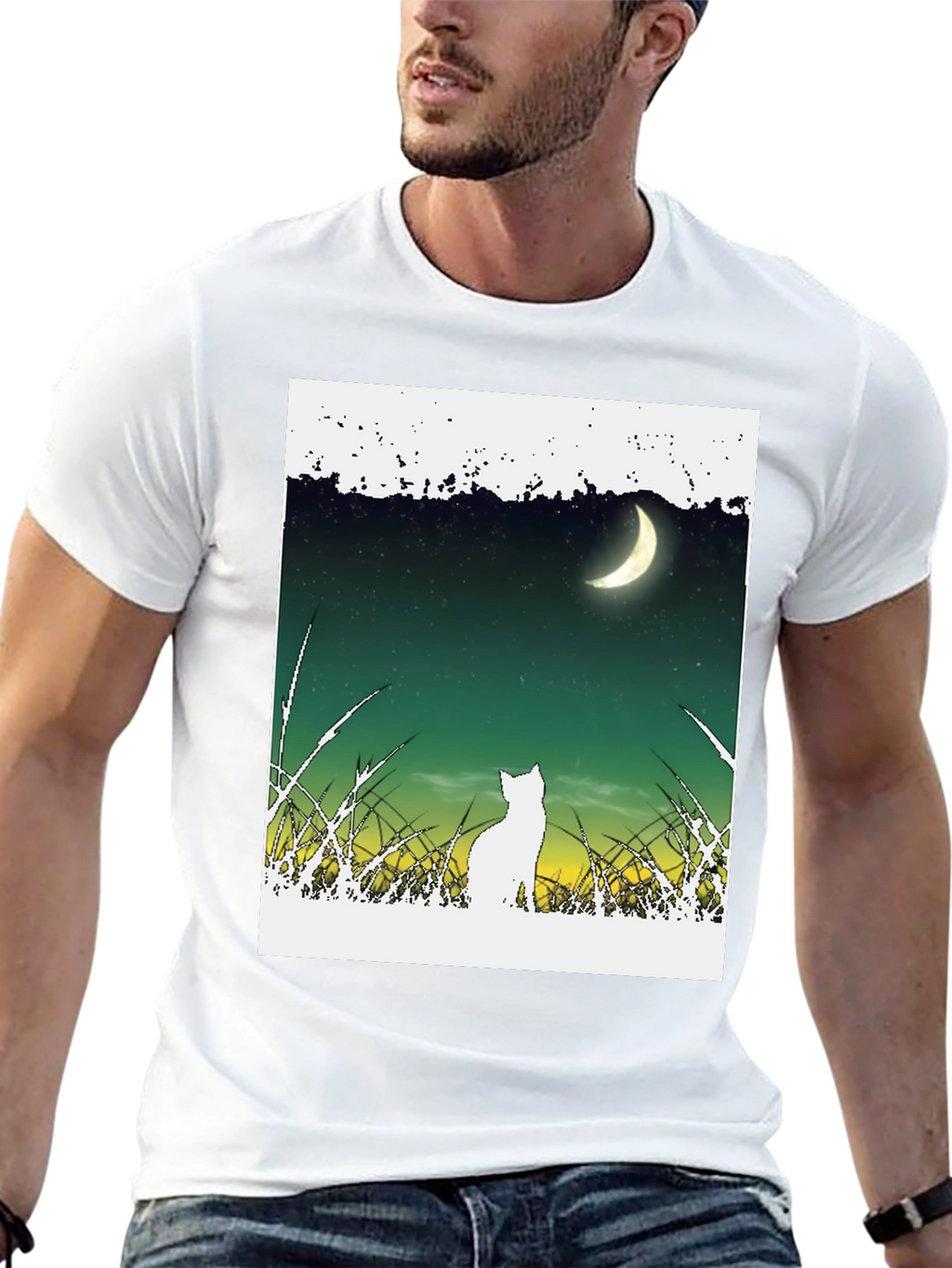 Cat Moon T-Shirt - Unique Graphic Tee