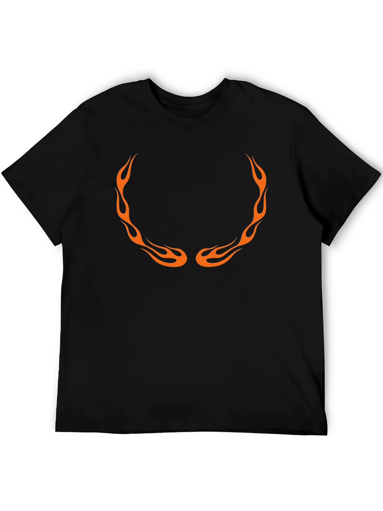 Mens Black T-Shirt with Flame Design