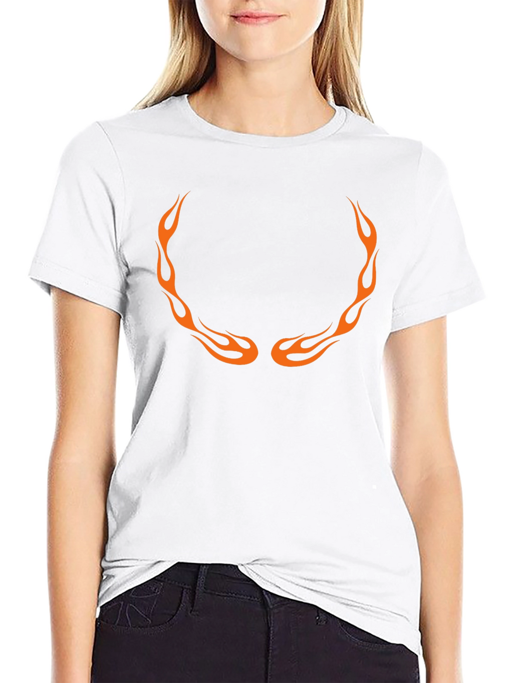 Mens Black T-Shirt with Flame Design