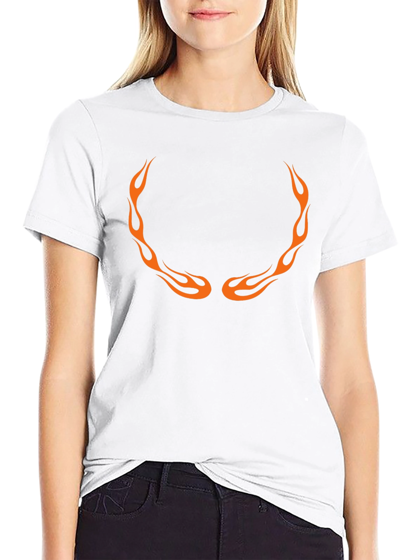 Mens Black T-Shirt with Flame Design