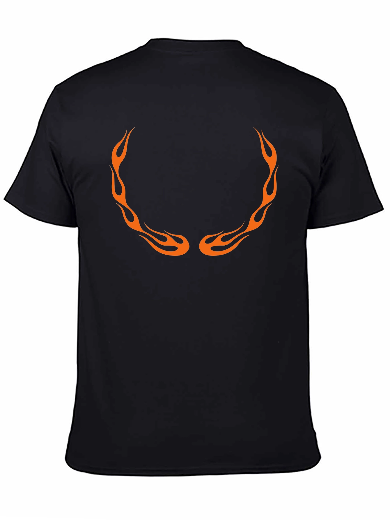 Mens Black T-Shirt with Flame Design