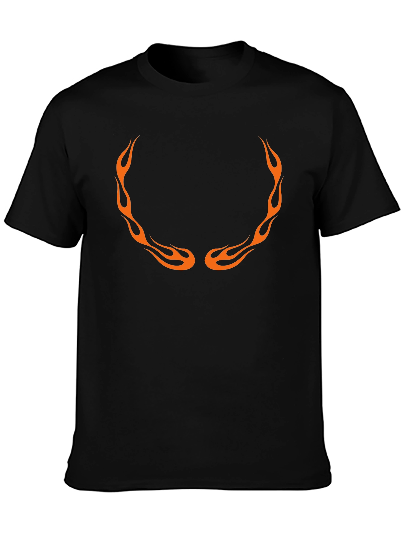 Mens Black T-Shirt with Flame Design