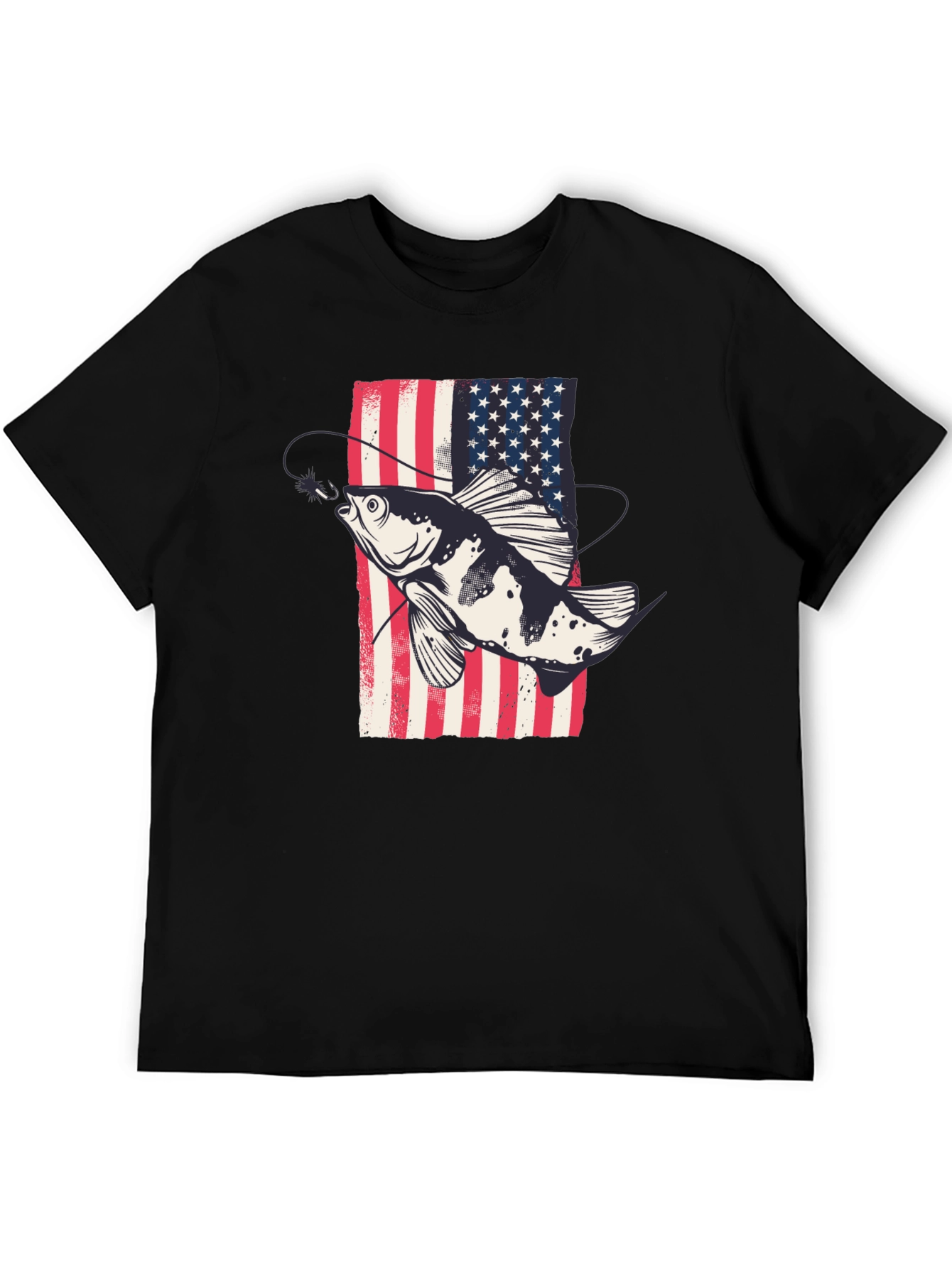 American Flag Fish Graphic Tee - Patriotic Angler Shirt
