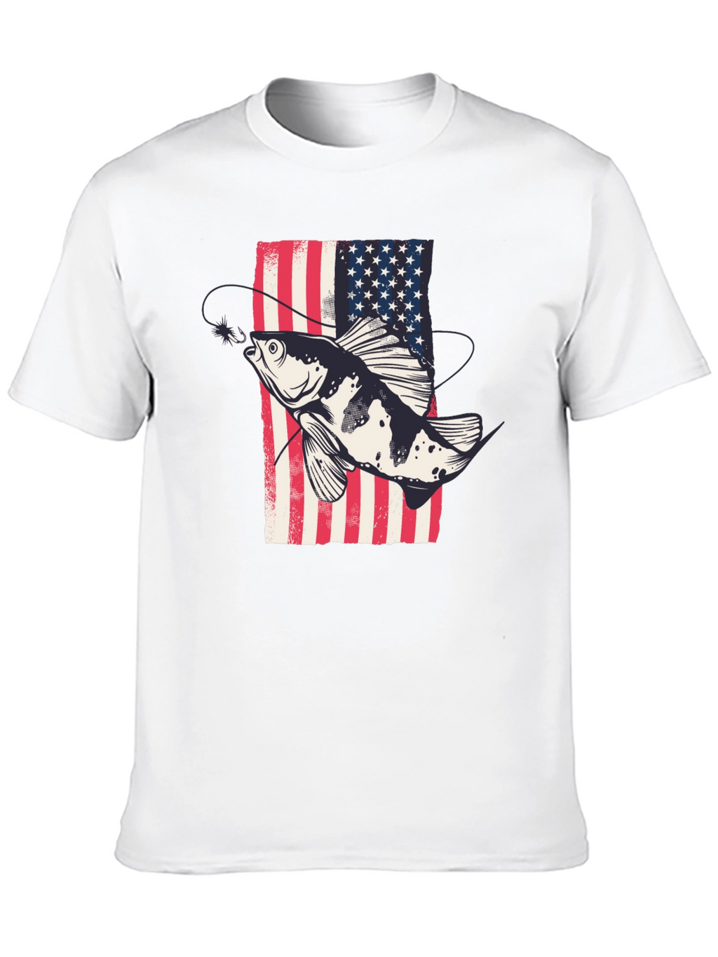 American Flag Fish Graphic Tee - Patriotic Angler Shirt