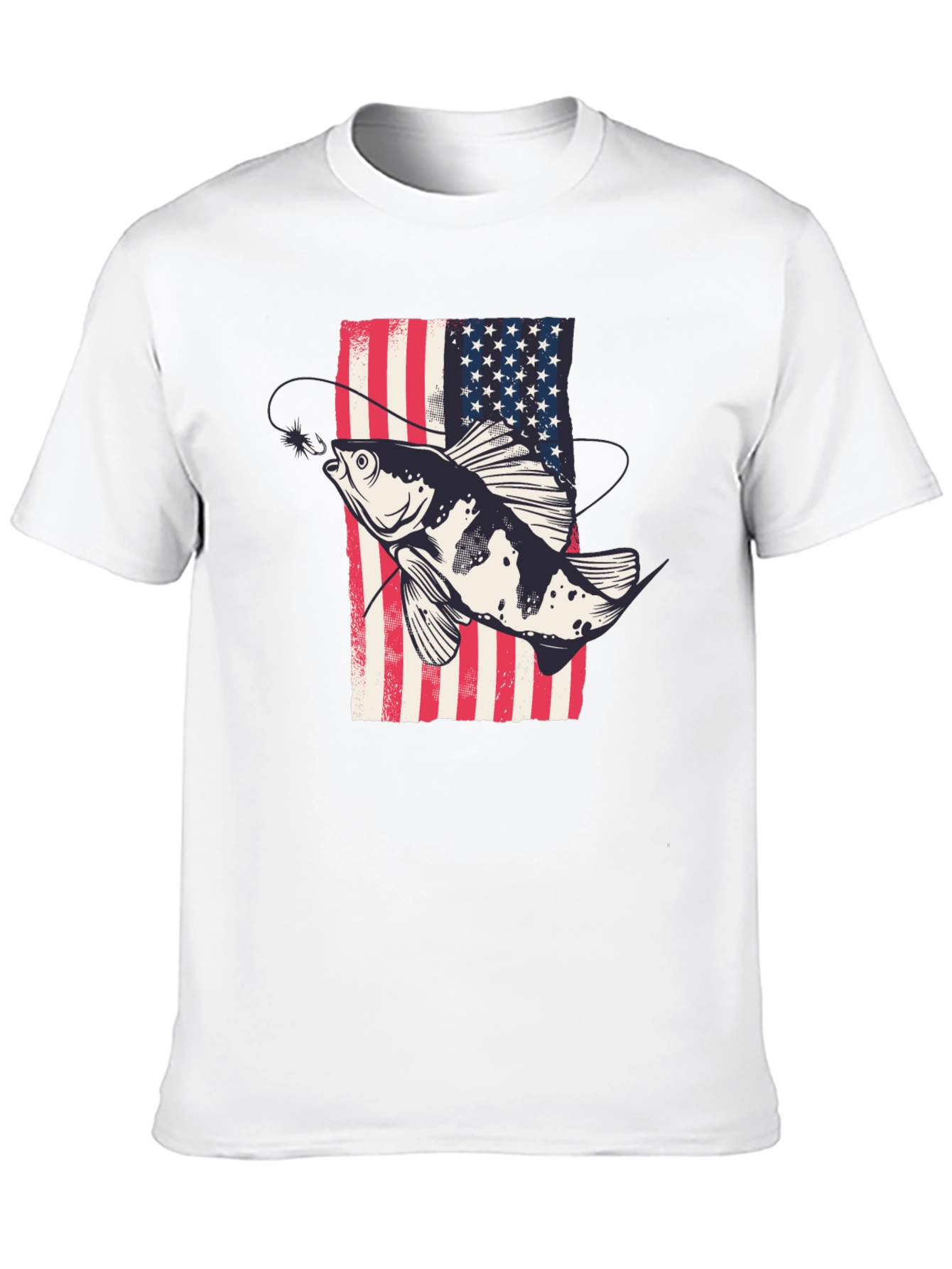 American Flag Fish Graphic Tee - Patriotic Angler Shirt