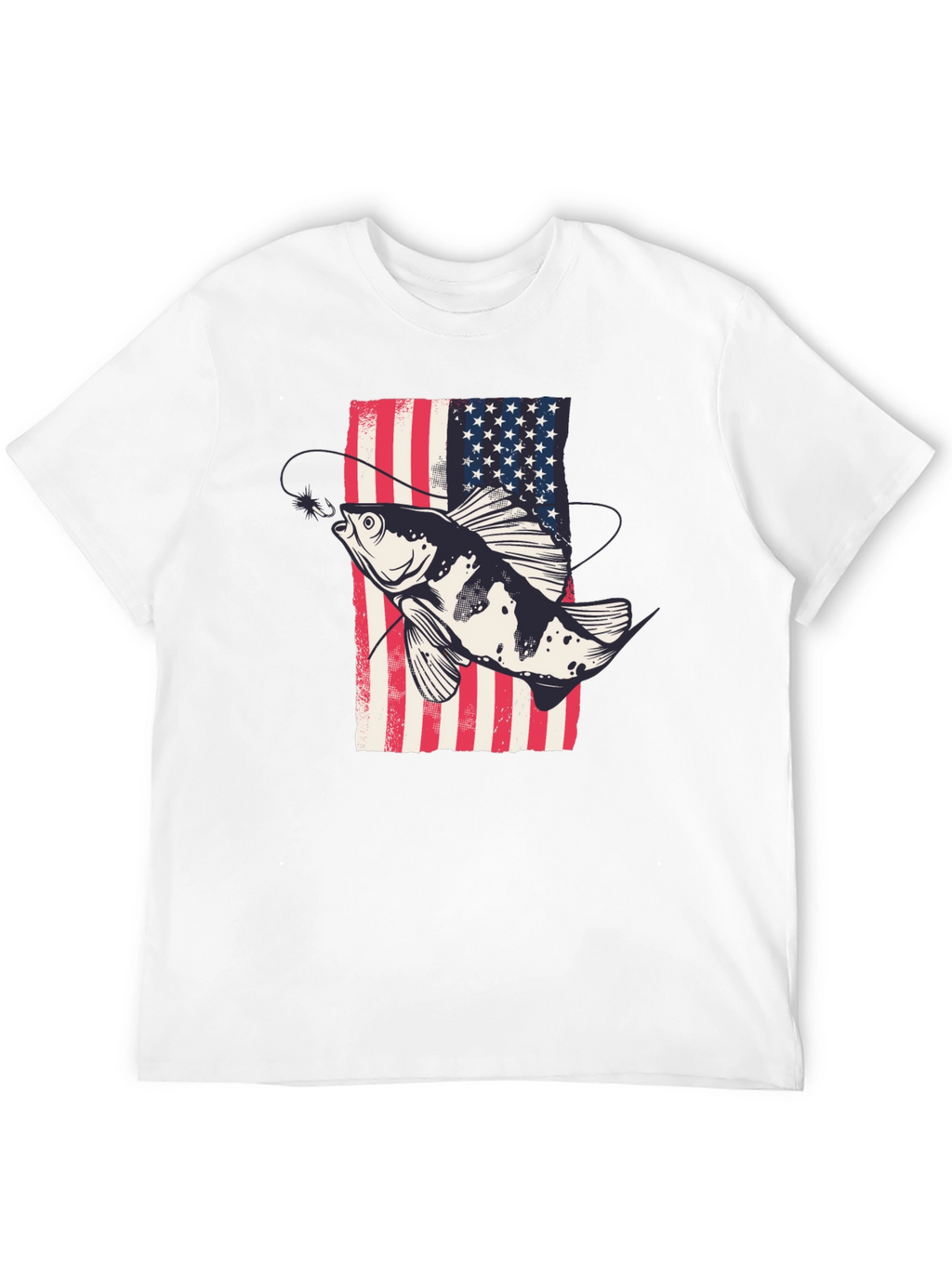 American Flag Fish Graphic Tee - Patriotic Angler Shirt