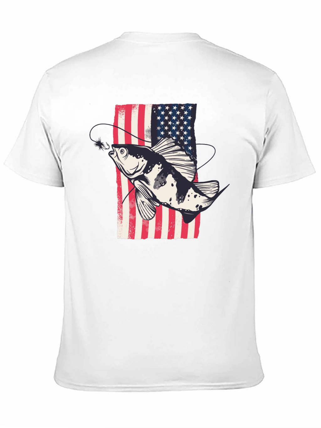 American Flag Fish Graphic Tee - Patriotic Angler Shirt