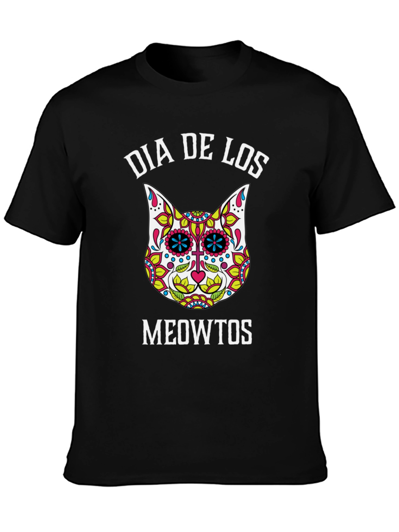 Dia De Los Meowtos T-Shirt - Sugar Skull Cat
