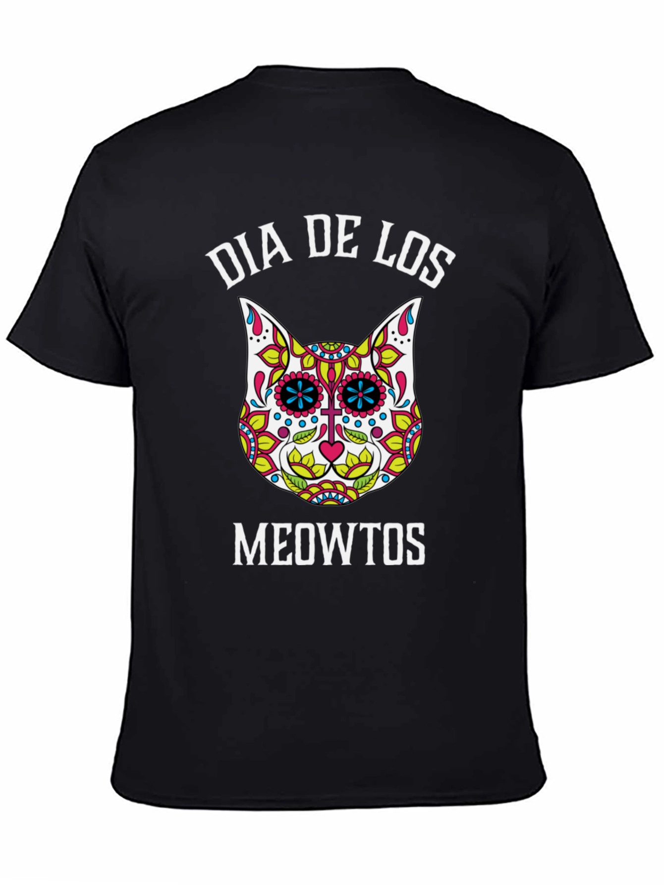 Dia De Los Meowtos T-Shirt - Sugar Skull Cat