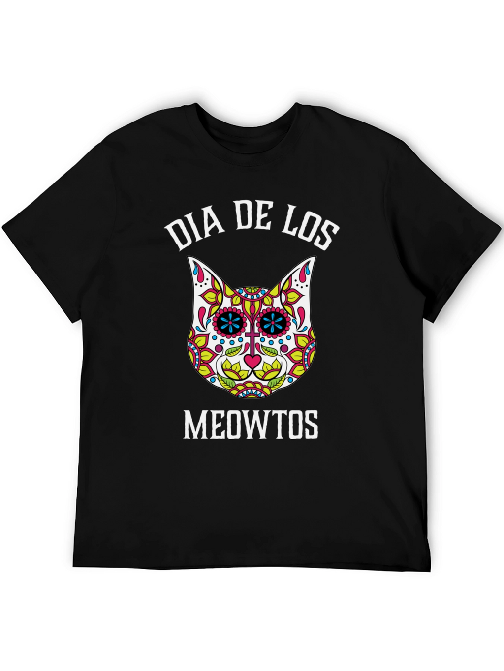 Dia De Los Meowtos T-Shirt - Sugar Skull Cat