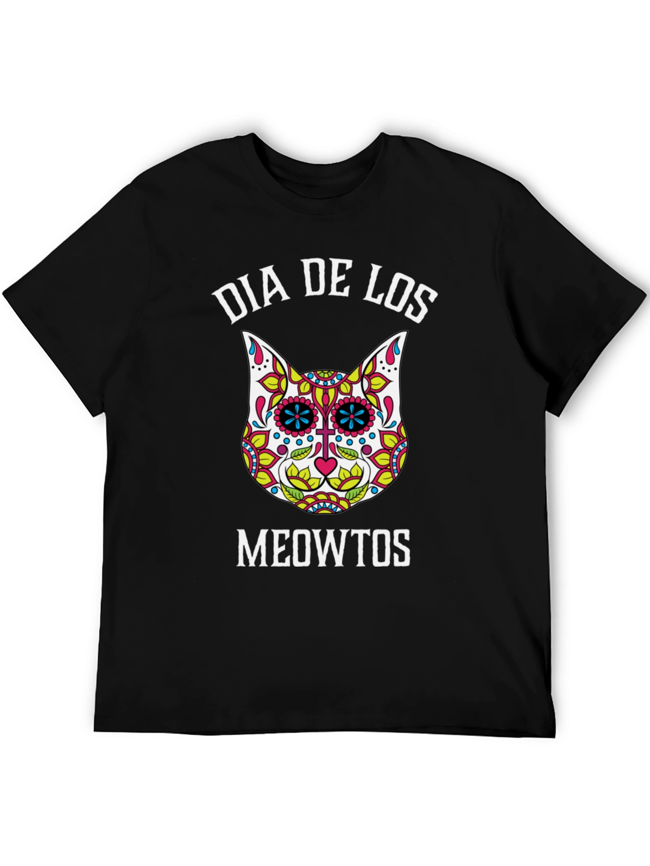 Dia De Los Meowtos T-Shirt - Sugar Skull Cat