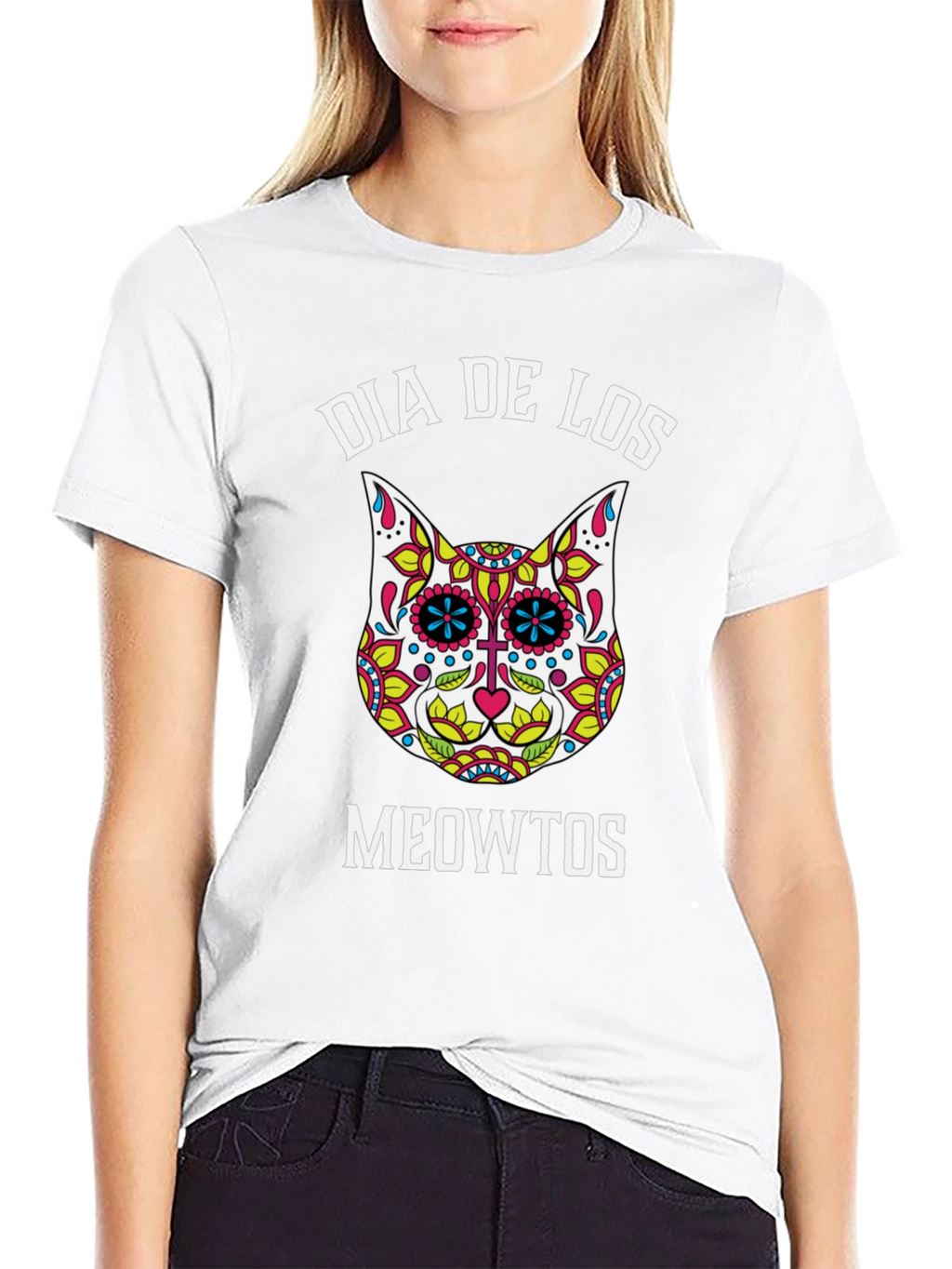 Dia De Los Meowtos T-Shirt - Sugar Skull Cat