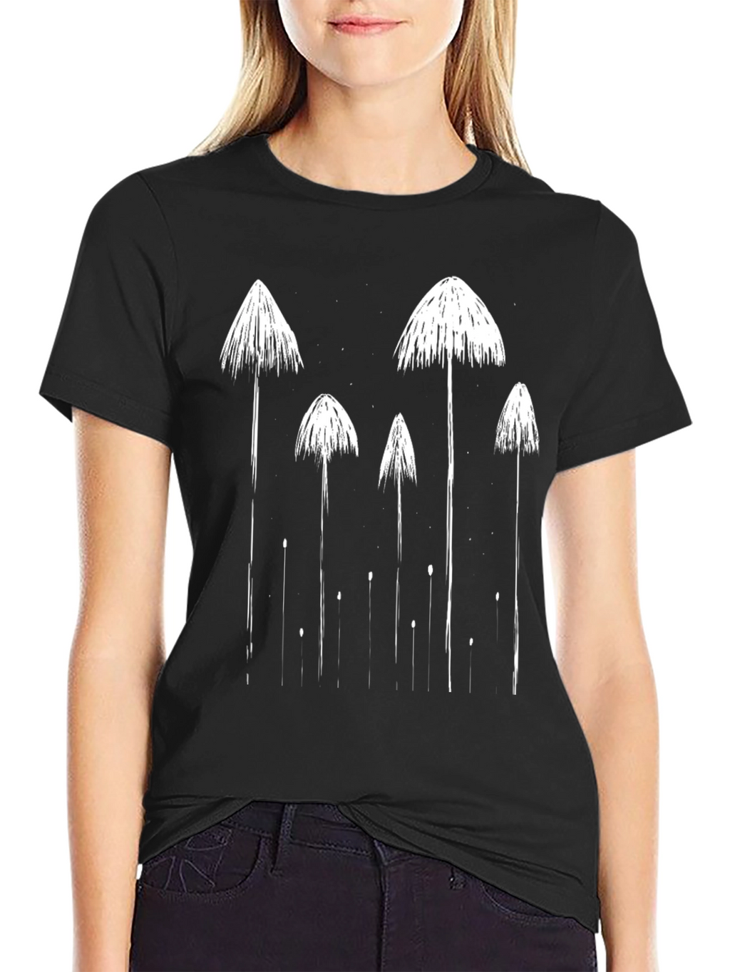 Mushroom Graphic Tee - Black Casual T-Shirt