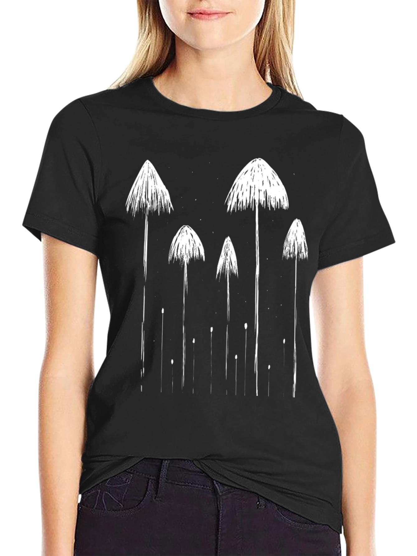 Mushroom Graphic Tee - Black Casual T-Shirt
