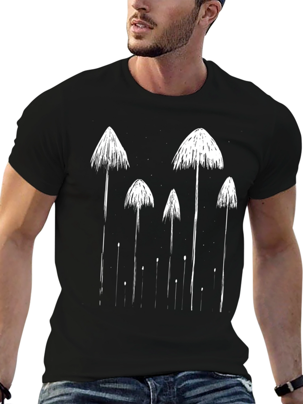 Mushroom Graphic Tee - Black Casual T-Shirt
