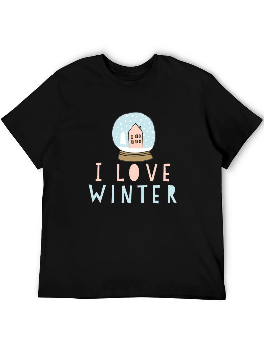 I Love Winter Snow Globe Black Graphic Tee