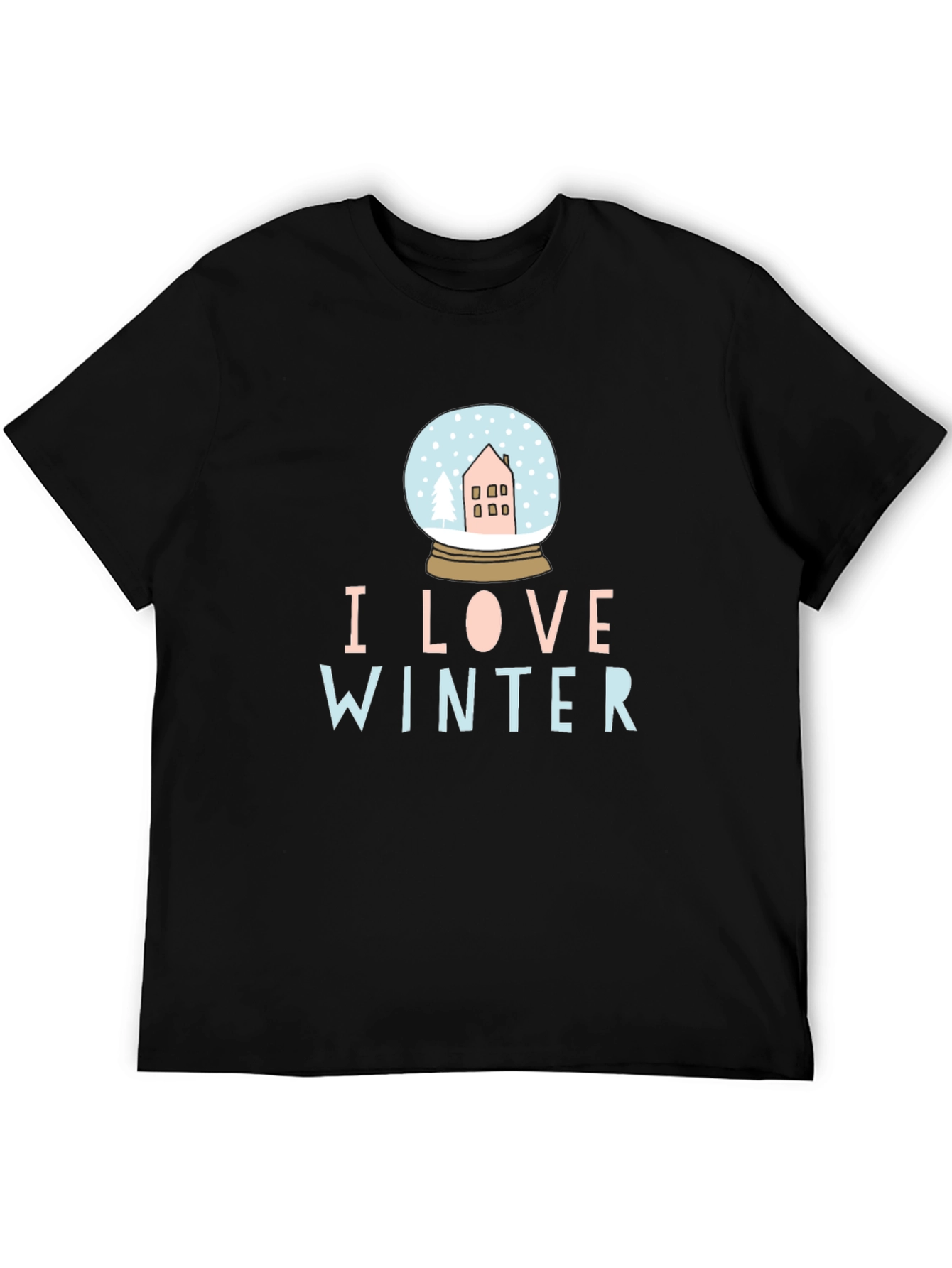 I Love Winter Snow Globe Black Graphic Tee