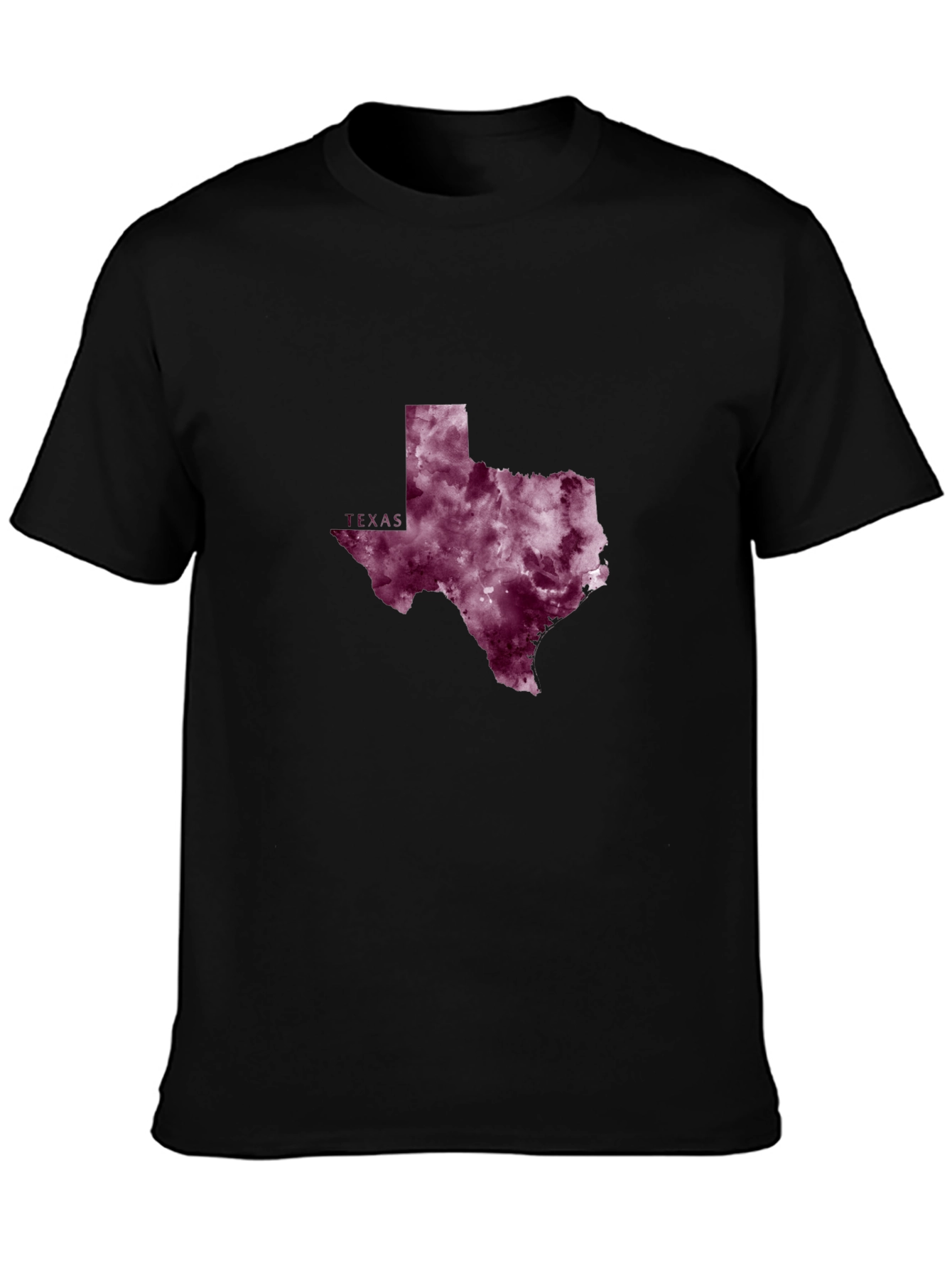 Texas State Pride T-Shirt - Burgundy Watercolor Design