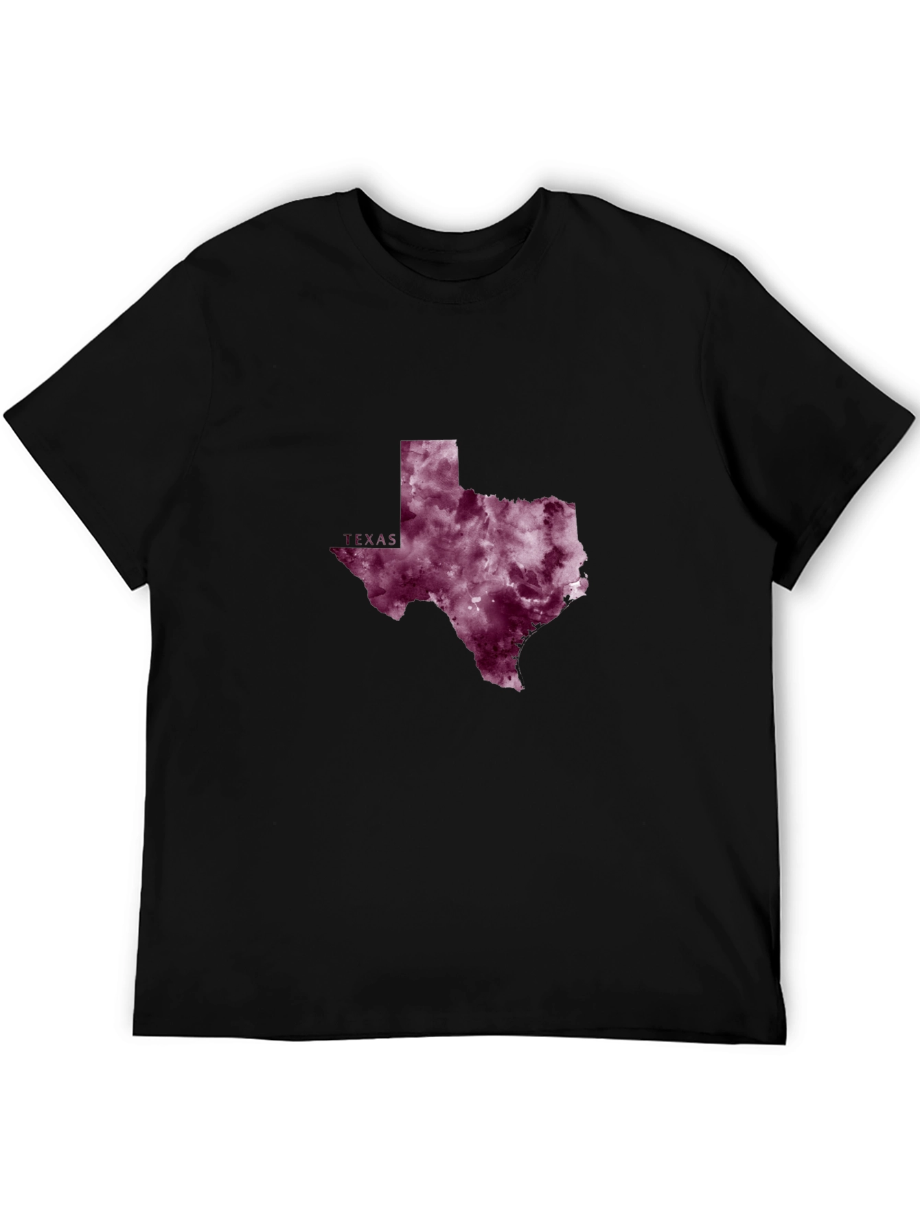 Texas State Pride T-Shirt - Burgundy Watercolor Design