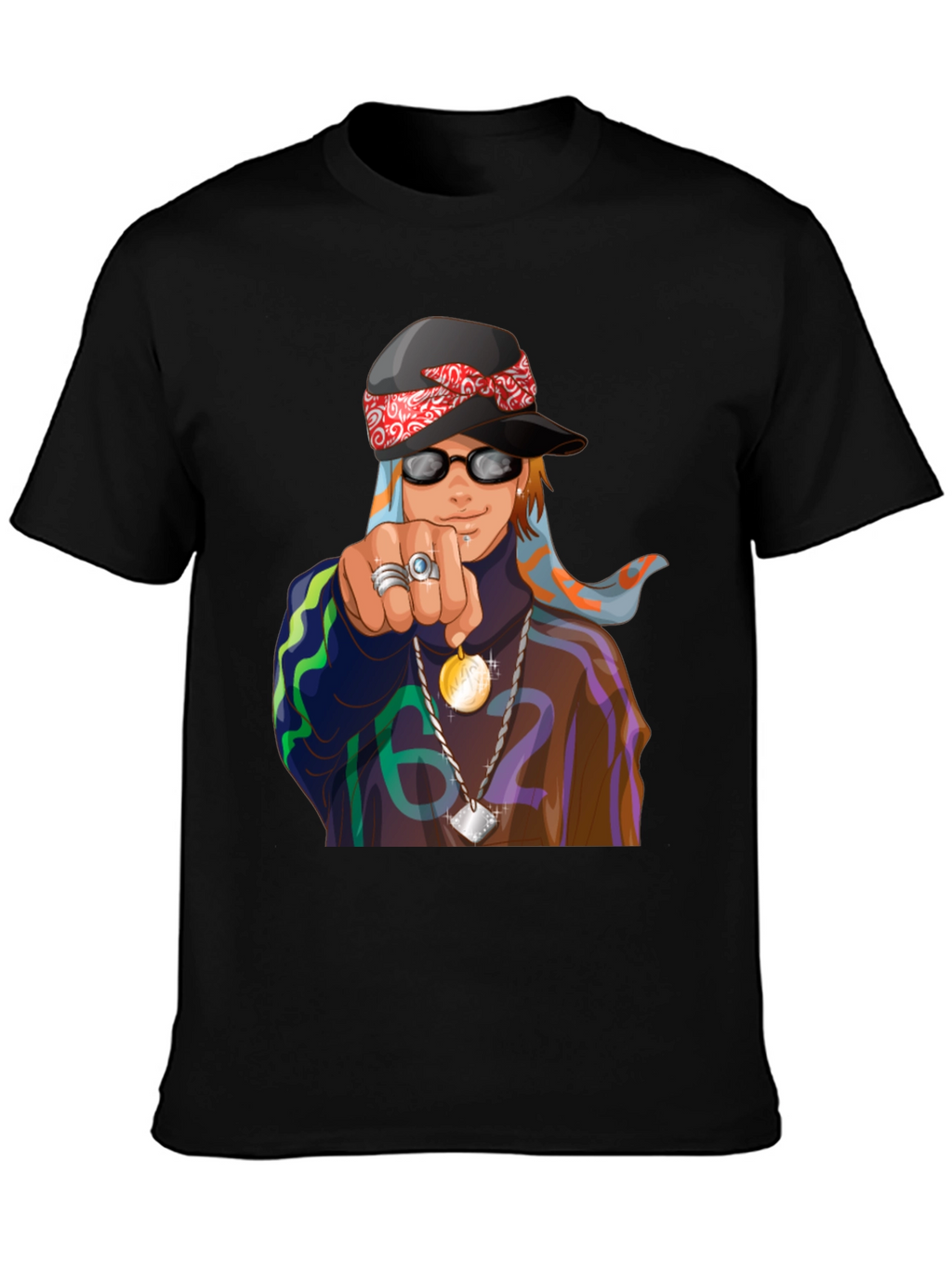 Cool Cartoon Graphic Black T-Shirt