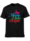 Festive Holiday T-Shirt - Joy Merry Cheer Bright