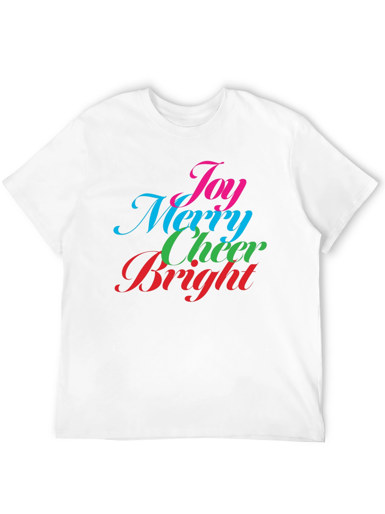 Festive Holiday T-Shirt - Joy Merry Cheer Bright