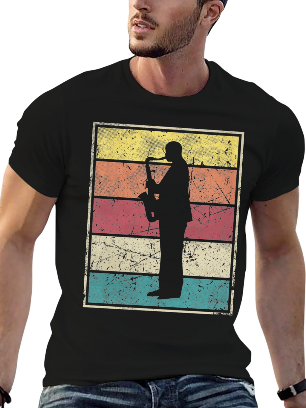Retro Saxophone Player Graphic Tee