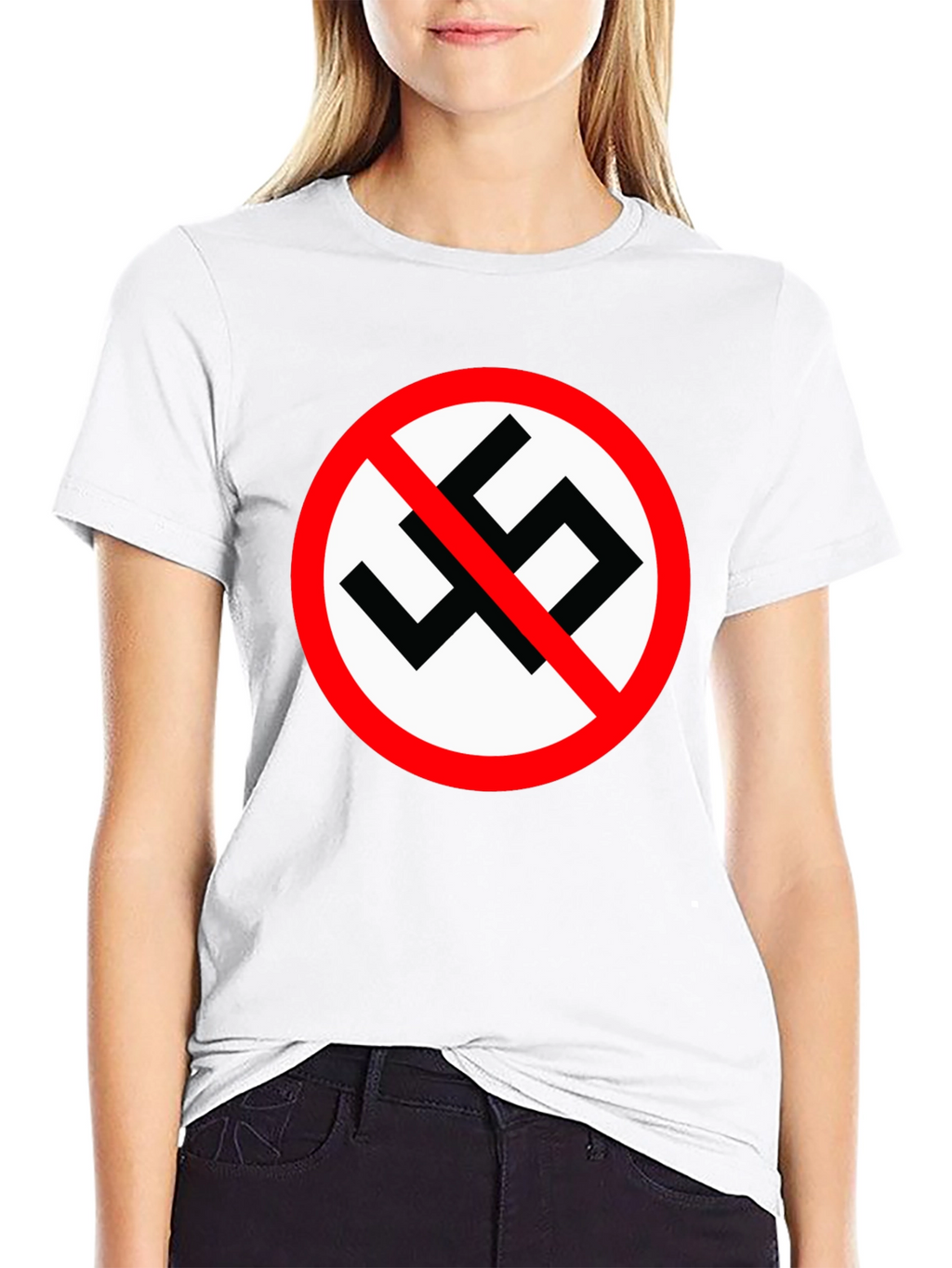 Black T-Shirt with Anti-Fascist Symbol